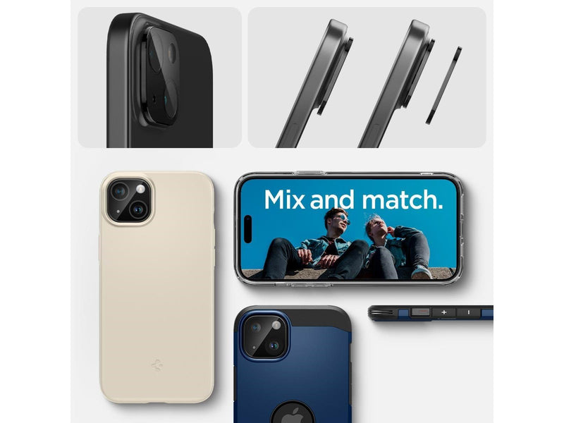Spigen Glass tR Optik 2 Pack - black - iPhone 15/15 Plus/14/14 Plus