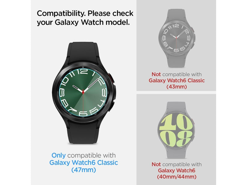 Spigen Glass tR EZ Fit 2 Pack - Samsung Galaxy Watch6 Classic 47mm