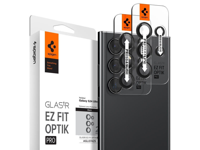 Spigen Glass tR EZ Fit Optik Pro 2 Pack - black - Samsung Galaxy S24 Ultra