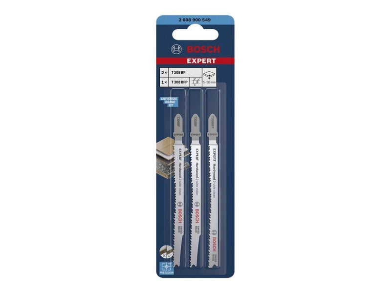 Bosch Expert Hardwood 2-side clean jig saw blade set - 3 pieces