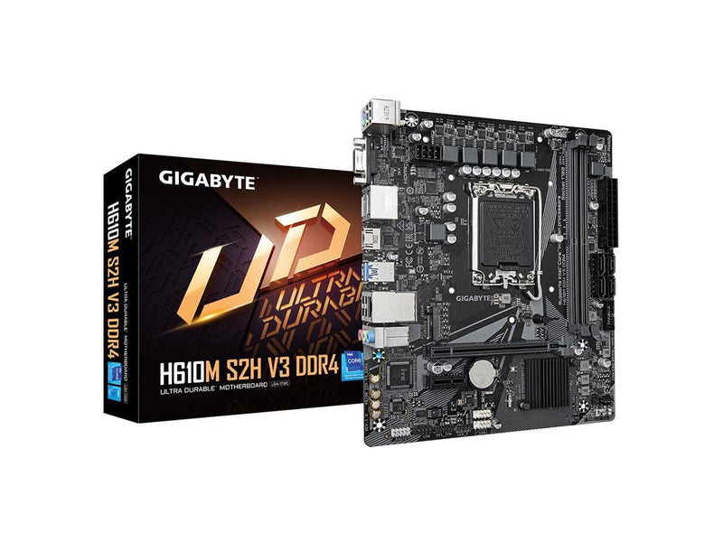 GIGABYTE H610M S2H V3 DDR4 Mainboard - Intel H610 - Intel LGA1700 socket - DDR4 RAM - Micro-ATX