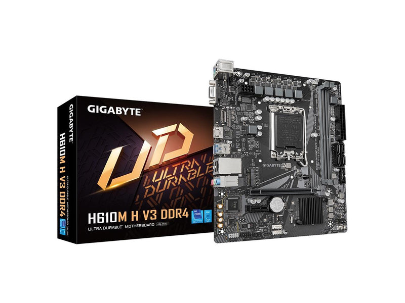 GIGABYTE H610M H V3 DDR4 Mainboard - Intel H610 - Intel LGA1700 socket - DDR4 RAM - Micro-ATX