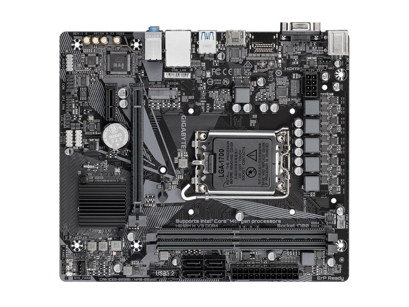 GIGABYTE H610M H V3 DDR4 Mainboard - Intel H610 - Intel LGA1700 socket - DDR4 RAM - Micro-ATX
