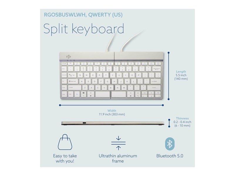 R-Go Tools R-Go Split Break - keyboard - with integrated break indicator - QWERTY - US - white - Tastaturen - Englisch - US - We