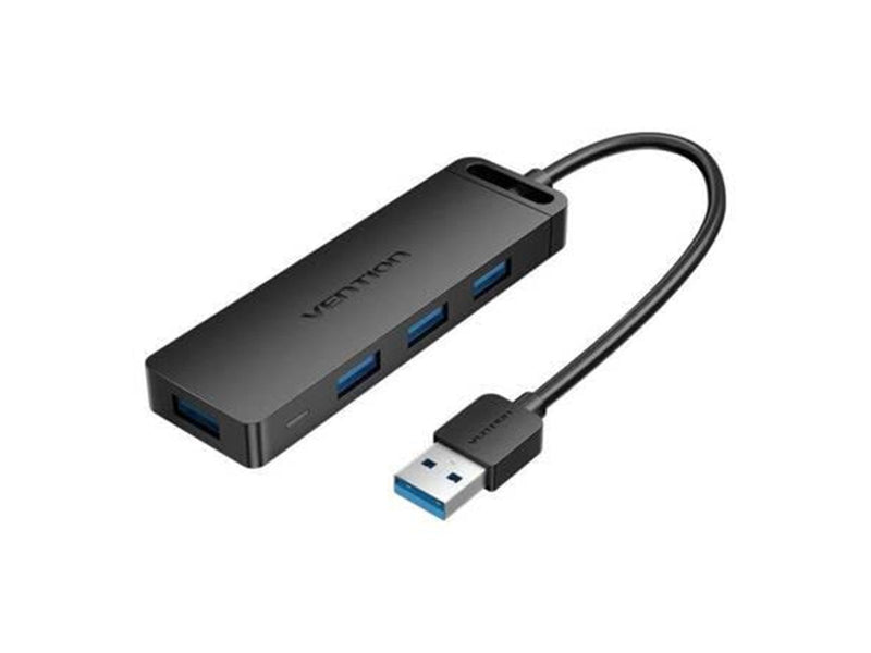 Vention USB 3.0 Hub with 4 Ports and Power Adapter 1m Black USB-Hubs - USB 3.0 - 4 - Schwarz