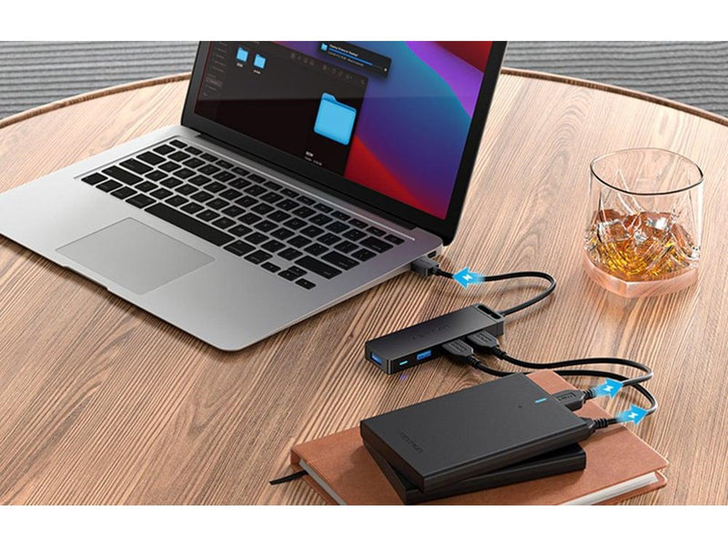 Vention USB 3.0 Hub with 4 Ports and Power Adapter 1m Black USB-Hubs - USB 3.0 - 4 - Schwarz