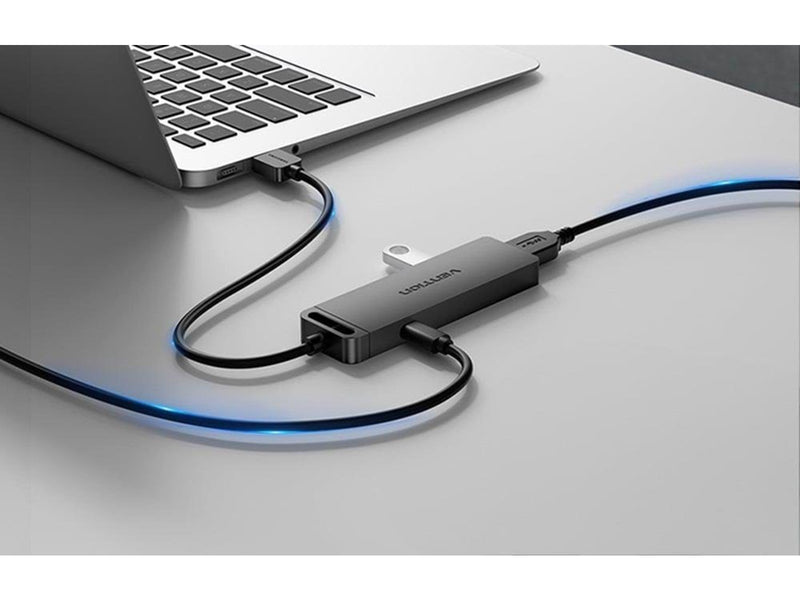 Vention USB 3.0 Hub with 4 Ports and Power Adapter 1m Black USB-Hubs - USB 3.0 - 4 - Schwarz