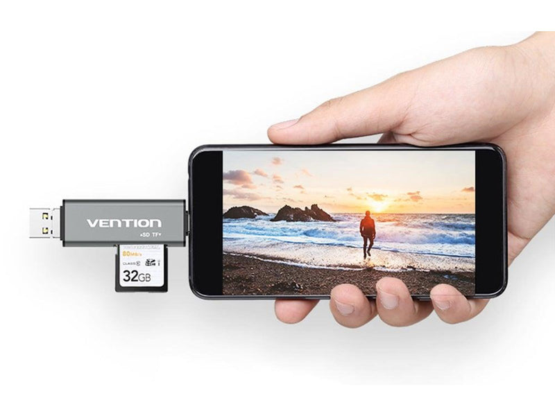 Vention SD and microSD Card Reader with USB-A/microUSB and USB-C