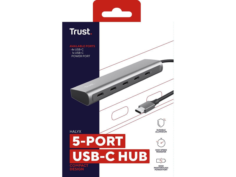 Trust Halyx USB-Hubs - USB 3.1 - 5 - silber