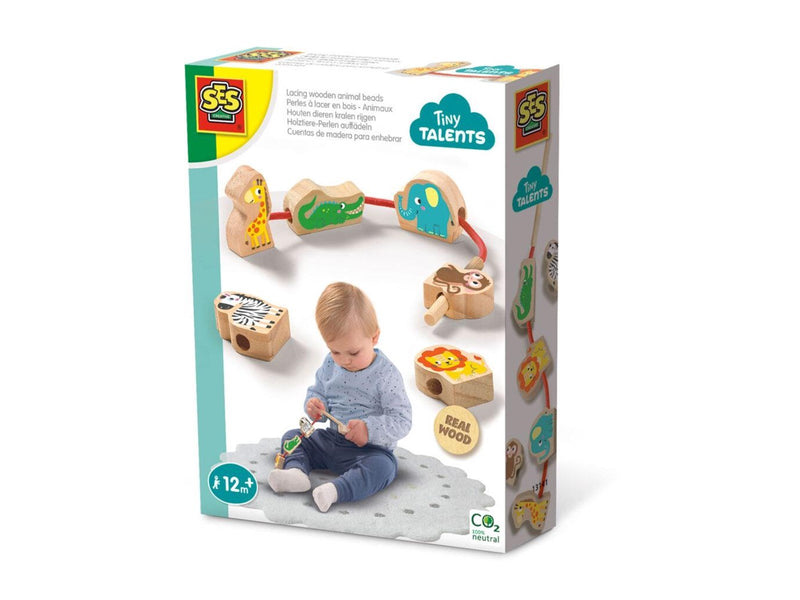 SES Creative Tiny Talents Wooden Lacing Beads Animals