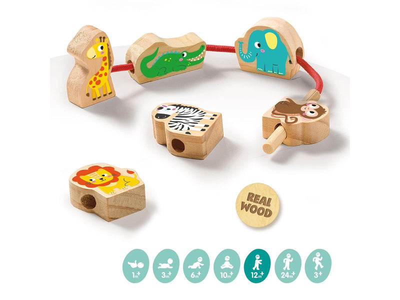 SES Creative Tiny Talents Wooden Lacing Beads Animals