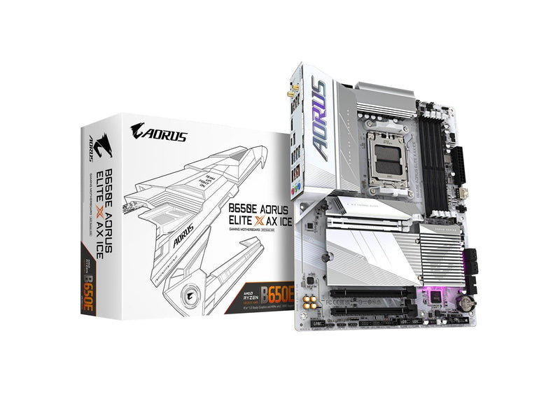 GIGABYTE B650E AORUS ELITE X AX ICE Mainboard - AMD B650E - AMD AM5 socket - DDR5 RAM - ATX