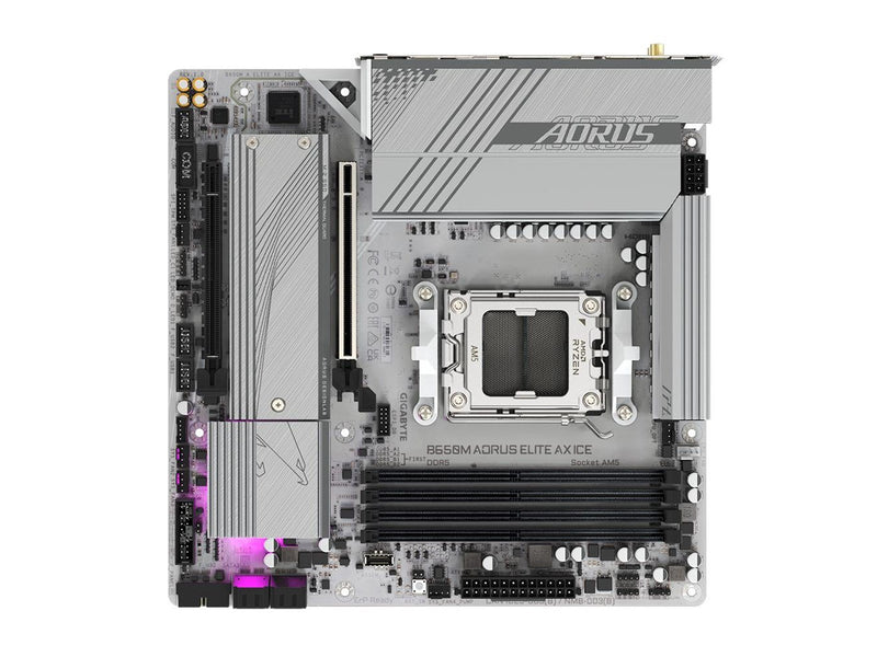 GIGABYTE B650M AORUS ELITE AX ICE Mainboard - AMD B650 - AMD AM5 socket - DDR5 RAM - Micro-ATX