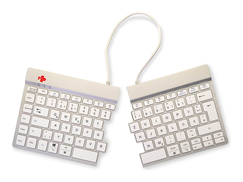 R-Go Tools R-Go Split Break - keyboard - with integrated break indicator - QWERTZ - German - white - Tastaturen - Deutsch - Weis