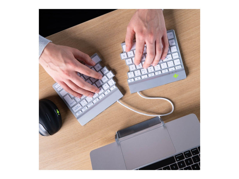 R-Go Tools R-Go Split Break - keyboard - with integrated break indicator - QWERTZ - German - white - Tastaturen - Deutsch - Weis
