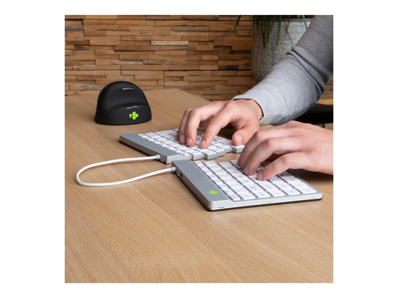 R-Go Tools R-Go Split Break - keyboard - with integrated break indicator - QWERTZ - German - white - Tastaturen - Deutsch - Weis