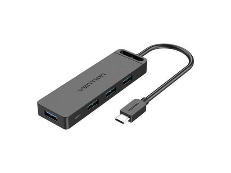 Vention Hub 5in1 with 4 Ports USB 3.0 and USB-C cable 0.5m Black USB-Hubs - USB 3.0 - 4 - Schwarz