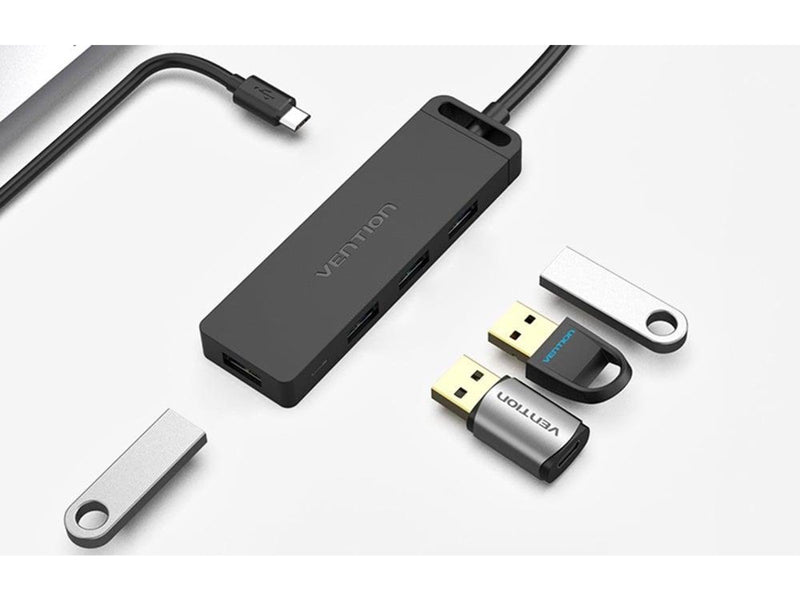 Vention Hub 5in1 with 4 Ports USB 3.0 and USB-C cable 0.5m Black USB-Hubs - USB 3.0 - 4 - Schwarz