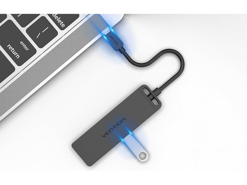 Vention Hub 5in1 with 4 Ports USB 3.0 and USB-C cable 0.5m Black USB-Hubs - USB 3.0 - 4 - Schwarz