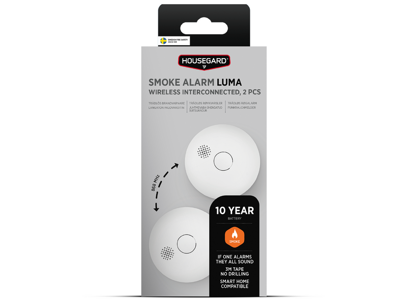 Housegard Luma Smart wireless series-connected smoke alarm incl. 10-year battery 2-pack