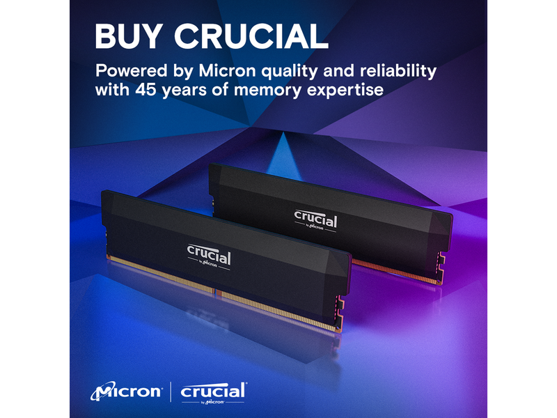 Crucial PRO Overclocking DDR5-6000 - 16GB - CL36 - Single Channel (1 pcs) - AMD EXPO & Intel XMP - Schwarz