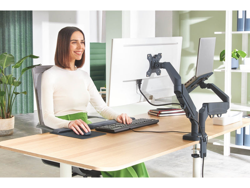 Leitz Ergo Platzsparender Dual Monitorarm mit Laptophalterung