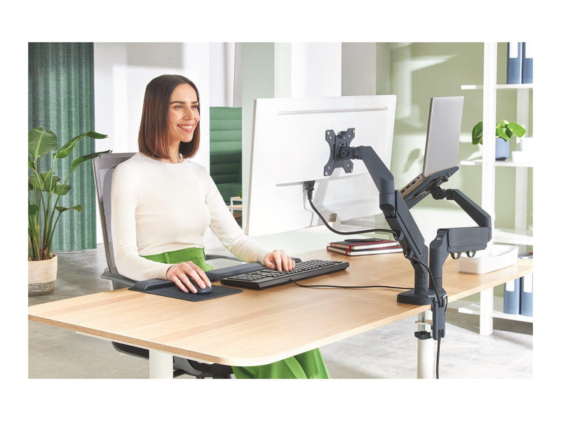Leitz Ergo Platzsparender Dual Monitorarm mit Laptophalterung