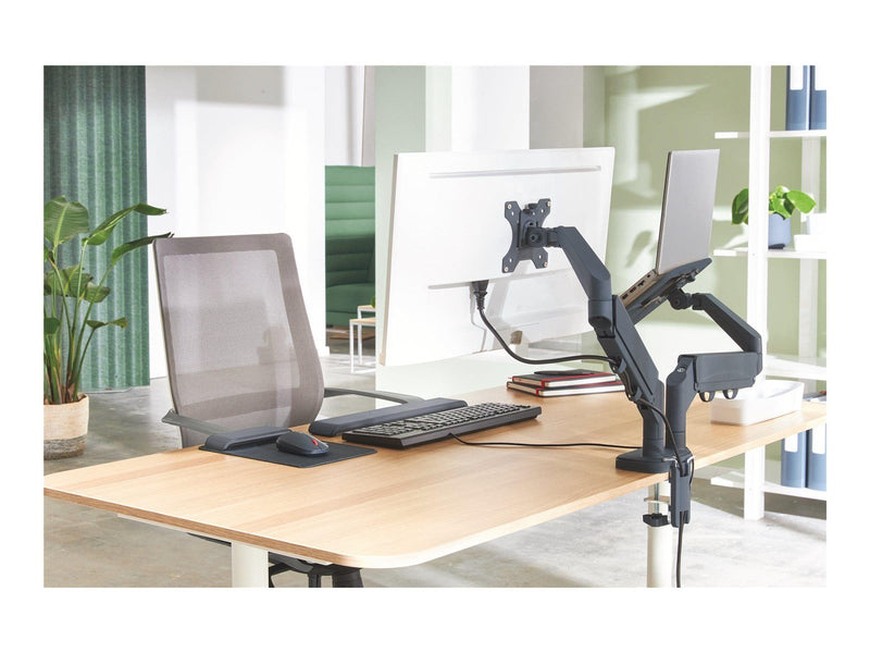 Leitz Ergo Platzsparender Dual Monitorarm mit Laptophalterung