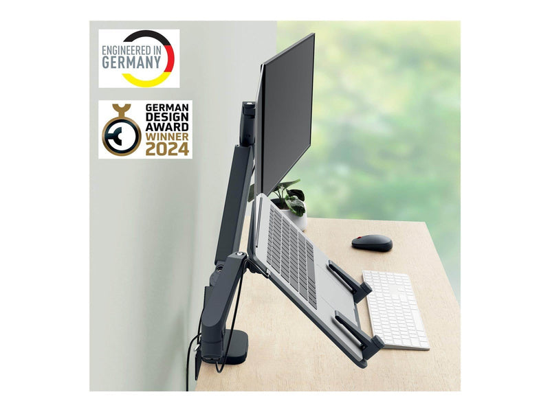 Leitz Ergo Platzsparender Dual Monitorarm mit Laptophalterung