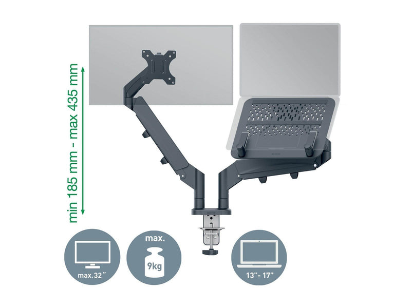 Leitz Ergo Platzsparender Dual Monitorarm mit Laptophalterung