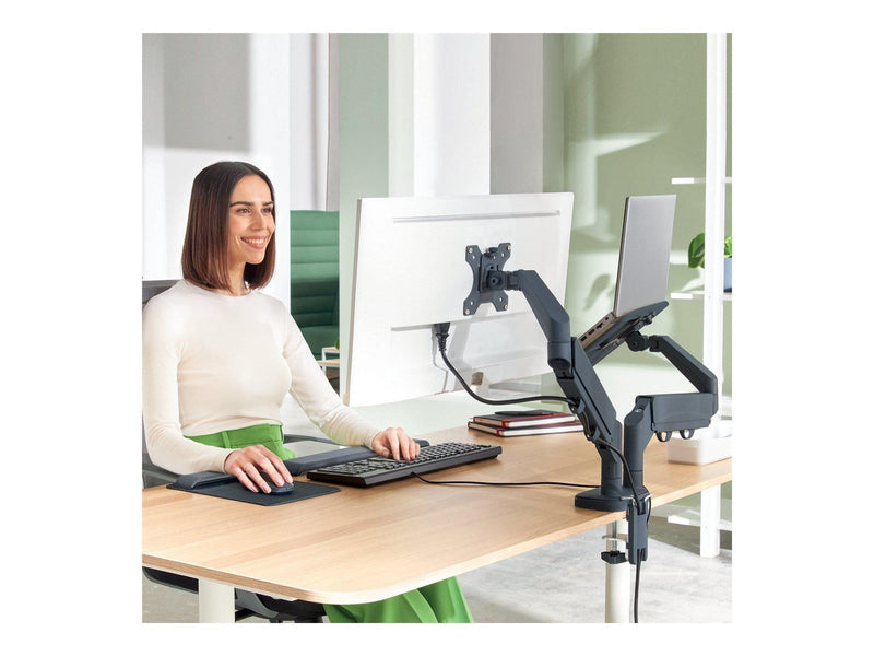 Leitz Ergo Platzsparender Dual Monitorarm mit Laptophalterung