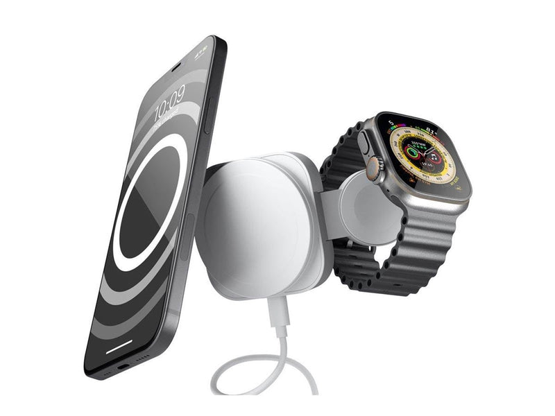 ZENS 2-in-1 MagSafe + Watch Travel Charger white