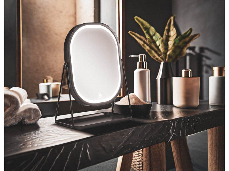Gillian Jones Mirror With LED Light and Tray - Black