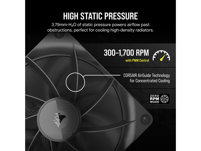 Corsair iCUE LINK RX140 - Gehäuselüfter - 140mm - Schwarz mit RGB LED - 36 dBA