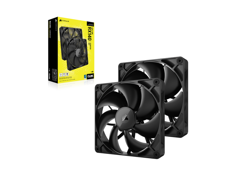 Corsair iCUE LINK RX140 2-pack - Gehäuselüfter - 140mm - Schwarz mit RGB LED - 36 dBA