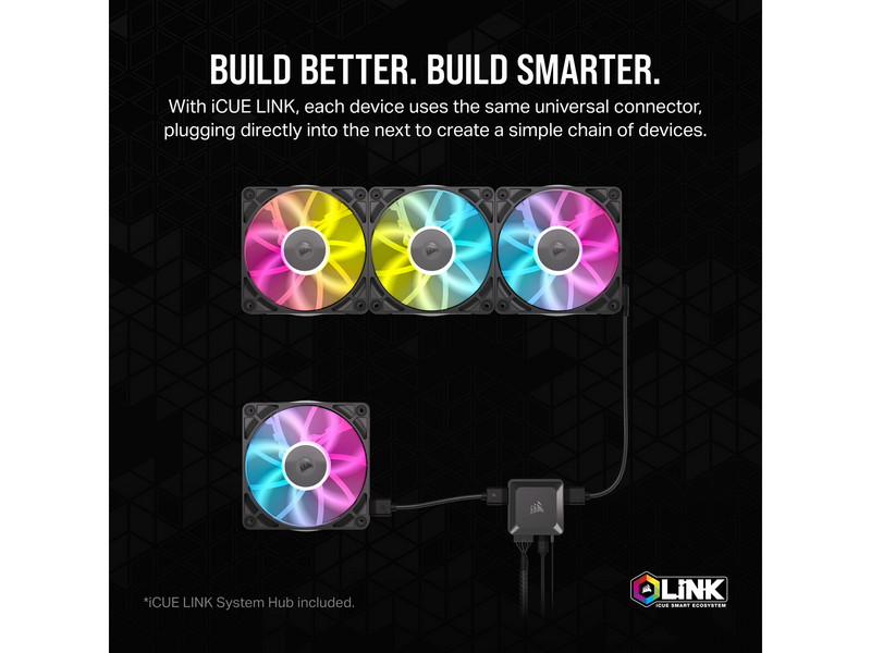 Corsair iCUE LINK RX140 RGB - Gehäuselüfter - 140mm - Schwarz mit RGB LED - 36 dBA