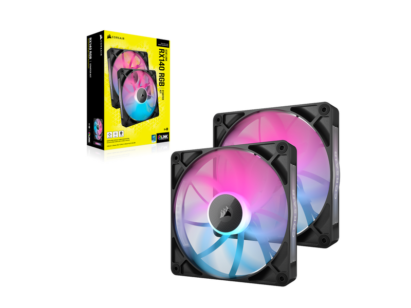 Corsair iCUE LINK RX140 RGB 2-pack - Gehäuselüfter - 140mm - Schwarz mit RGB LED - 36 dBA
