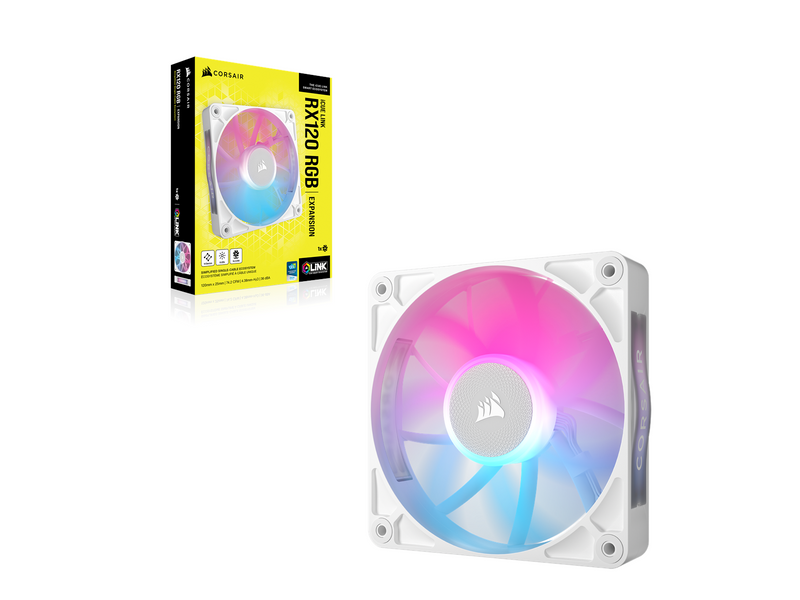 Corsair iCUE LINK RX120 RGB - Gehäuselüfter - 120mm - Weiß mit RGB-Beleuchtung - 36 dBA