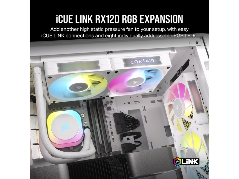 Corsair iCUE LINK RX120 RGB - Gehäuselüfter - 120mm - Weiß mit RGB-Beleuchtung - 36 dBA