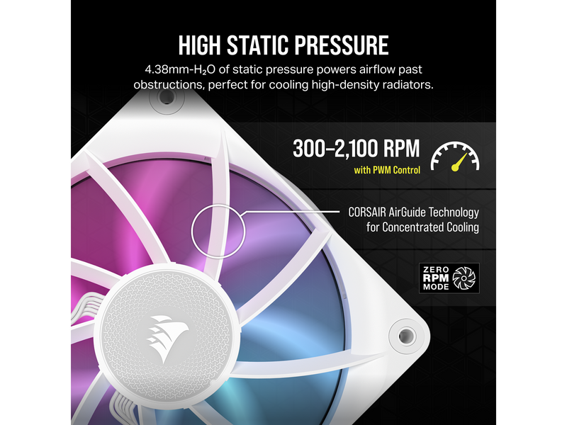 Corsair iCUE LINK RX120 RGB - Gehäuselüfter - 120mm - Weiß mit RGB-Beleuchtung - 36 dBA