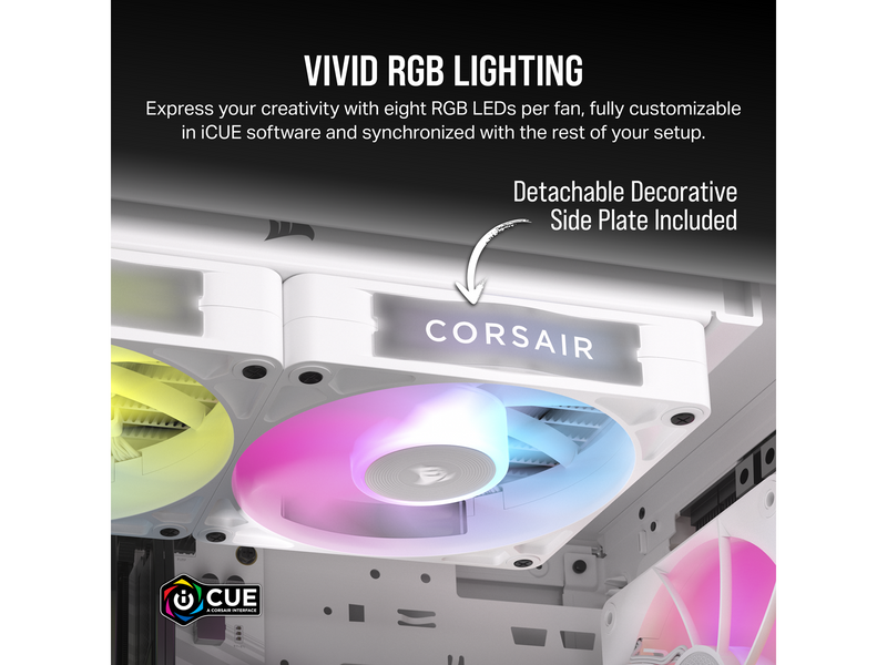 Corsair iCUE LINK RX120 RGB 3-pack - Gehäuselüfter - 120mm - Weiß mit RGB-Beleuchtung - 36 dBA