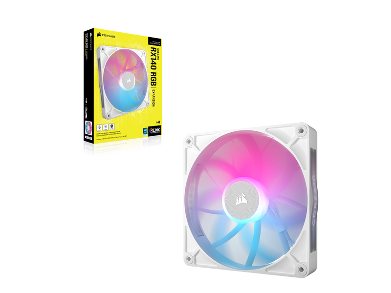 Corsair iCUE LINK RX140 RGB - Gehäuselüfter - 140mm - Weiß mit RGB-Beleuchtung - 36 dBA