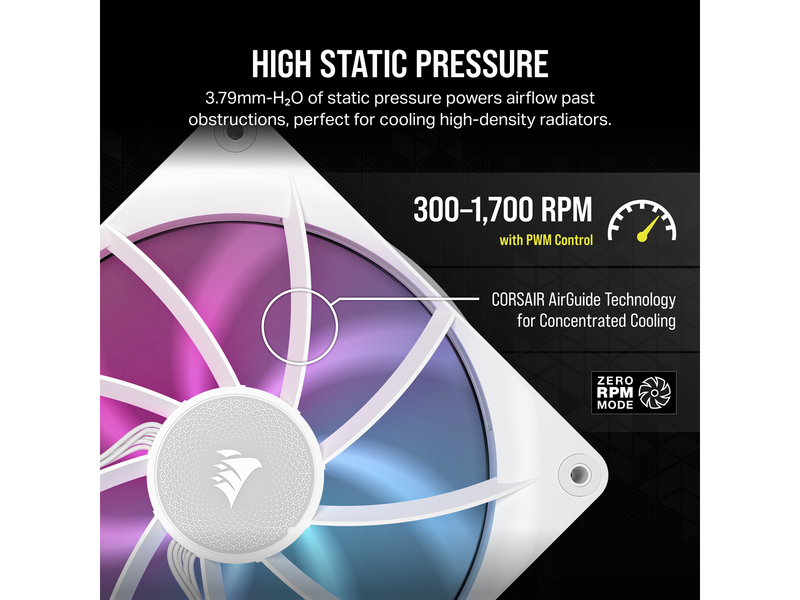 Corsair iCUE LINK RX140 RGB 2-pack - Gehäuselüfter - 140mm - Weiß mit RGB-Beleuchtung - 36 dBA