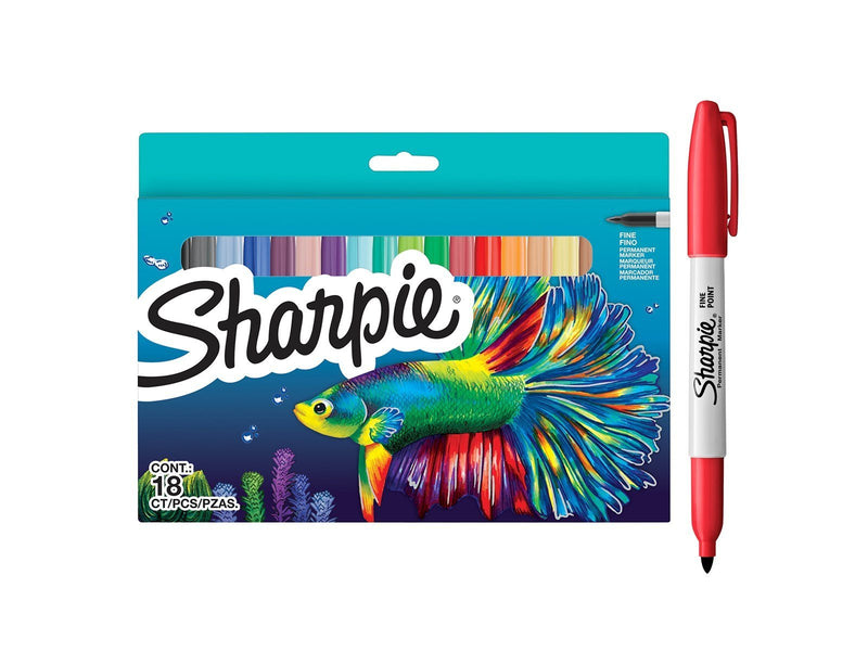 Sharpie -Permanentmarker-Set | Sonderserie mit verschiedenen Farben | feine Spitze | 18 Markierstifte | Set für den Schulanfang