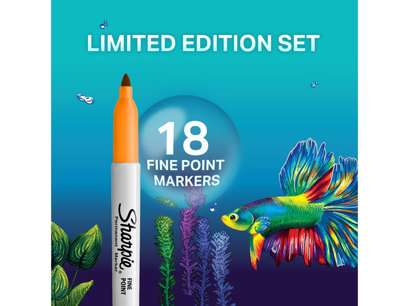 Sharpie -Permanentmarker-Set | Sonderserie mit verschiedenen Farben | feine Spitze | 18 Markierstifte | Set für den Schulanfang