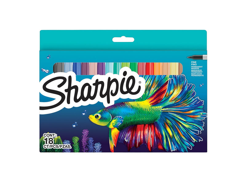 Sharpie -Permanentmarker-Set | Sonderserie mit verschiedenen Farben | feine Spitze | 18 Markierstifte | Set für den Schulanfang