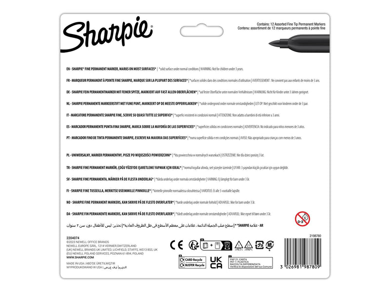 Sharpie Glam Pop-Permanentmarker | feine Spitze für klare Details | verschiedene Farben | 12 Markierstifte