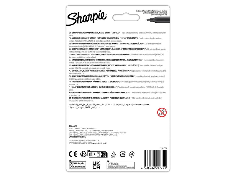 Sharpie Glam Pop-Permanentmarker | feine Spitze für klare Details | verschiedene Farben | 5 Markierstifte