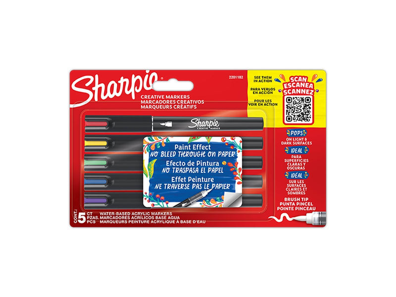 Sharpie Creative Marker Pinselspitze | Verschiedene Farben | 5 Stück