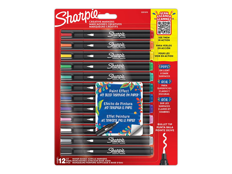 Sharpie Creative Marker Bullet Tip | Verschiedene Farben | 12 Stück